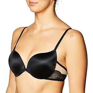Maidenform Dames Love to Lift-Fishnet Plunge Push Up Everyday BH, Zwart met beige voering, 70C
