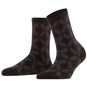 FALKE Argyle Mood Sokken voor dames, duurzaam, biologisch katoen, wol, dun, patroon, 1 paar, zwart (black 3000), 42 EU