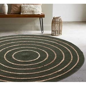 Atout Ciel Rond vloerkleed van katoen, gevlochten, jute-effect, kaki, 80 cm