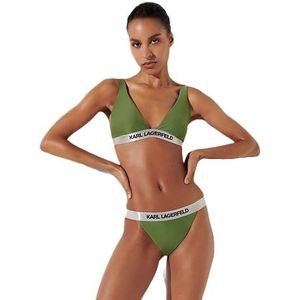 KARL LAGERFELD Dames logo W/elastische bikinibroekjes, groen, XS