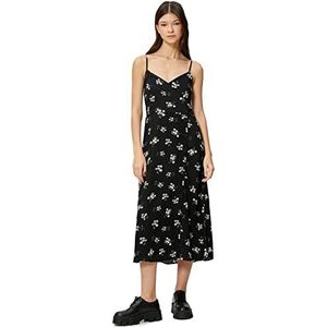 Koton Dames strappy Floral Viscose Mix Slit Midi Dress, Black Design (01v), 36