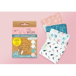 Verpakking met 3 sets van 4 vierkante make-up remover