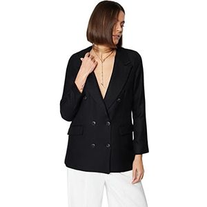 TRENDYOL Vrouw Normaal dubbele rij reverskraag geweven stof blazer, Schwarz, 36