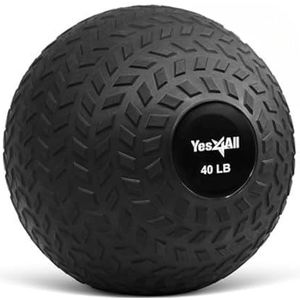 Yes4All 3KHB 18,1 kg Slam Ball, Medicine Ball voor kracht en Crossfit Workout - Fitness Oefening Bal met Grip Loopvlak & Duurzaam Rubber Shell (18,1 kg, Zwart)