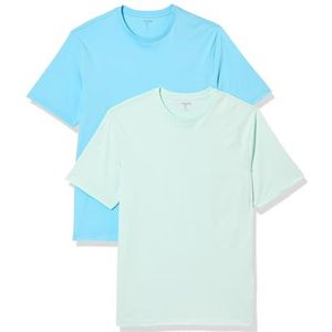 Amazon Essentials Heren Regular-Fit T-shirt met korte mouwen en ronde hals, 2 stuks, lichtblauw/aquablauw, XX-Large, Aqua Blauw/Lichtblauw, XXL