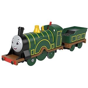 Fisher-Price Thomas en zijn vrienden, gemotoriseerde locomotief Emilie, op batterijen werkende trein, met kooltank, verzamelen, kinderspeelgoed vanaf 3 jaar, HHN41