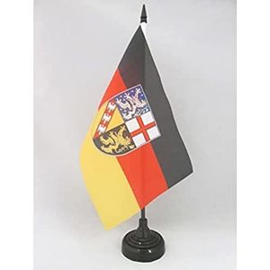 Sarre Tafelvlag 14x21 cm - Duitsland - Duitse regio van Sarre Desk Vlag 21 x 14 cm - Zwarte plastic stok en voet - AZ FLAG
