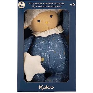 KALOO - Zacht slapen - Muziek pluche schaap wakker - slaapliedje La Le Lu - Nomadisch pluche dier om te slapen baby - 20 cm - Blauw - Vanaf de geboorte, K221004