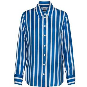 Seidensticker Hemdblouse voor dames, modieuze blouse, regular fit, hemdblousekraag, lange mouwen, 100% viscose, blauw, 36