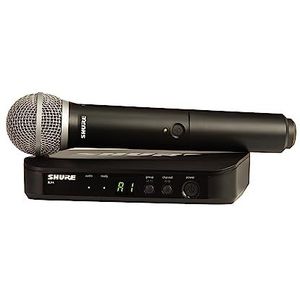 Shure BLX24/PG58 UHF Draadloos microfoonsysteem, perfect voor kerk, karaoke, 14 uur batterijduur, 100 m bereik, bevat PG58 handheld zangmicrofoon, single-channel ontvanger, K3E-band