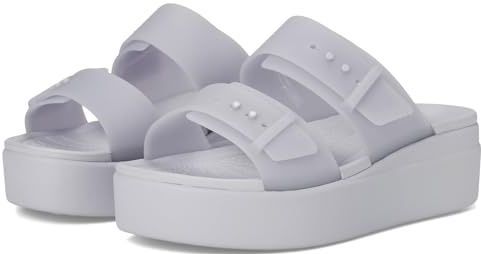 Crocs - Brooklyn Buckle Frosted Low Wedge - Slippers - Frosted Matte