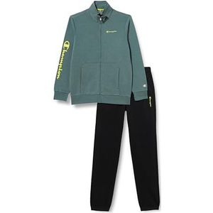 Champion Legacy Sweatsuits B-American Tech Powerblend Fleece Full Zip Sportpak Kinderen en Jongens, Verde BLG/Nero, 7-8 Jaar