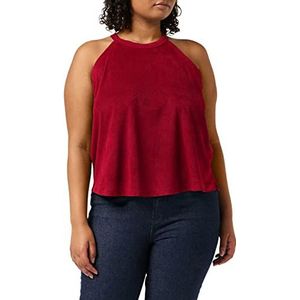 Urban Classics Dames Top Peached Rib Neckholder Top Sport Top, rood (Burgundy 00606), M