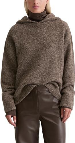 Marc O'Polo - Relaxed-fit - Hoodie - Effen - Gebreide Dameshoodie van Scheerwolmix met Alpaca