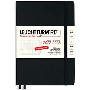LEUCHTTURM1917 365812 Academische weekplanner medium (A5) 2023, 18 maanden, zwart, Duits