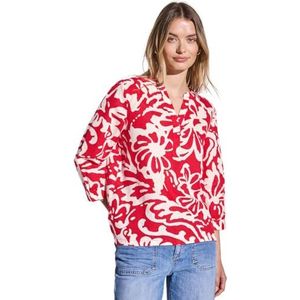 Street One Dames Gedessineerde blouse in Rood, in size: 34