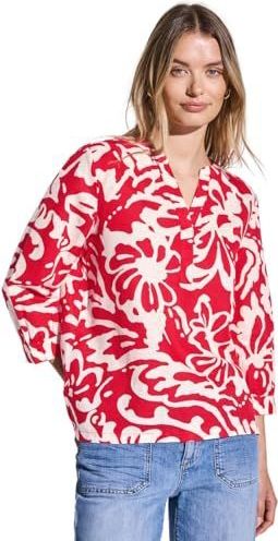 Street One Dames Gedessineerde blouse in Rood, in size: 34
