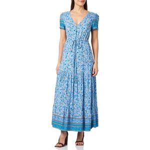 EYOTA Dames maxi-jurk met bloemenprint 15926602-EY01, lichtblauw meerkleurig, S, Maxi-jurk met bloemenprint, S