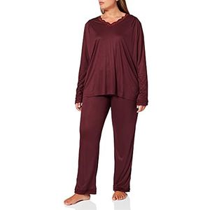 Schiesser damespyjama lange pyjama, wijnrood, 46