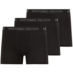Antonio Rossi Heren getailleerde Boxer Hipsters (Pack van 3) Shorts, zwart met grijs schrijfwerk, S, Zwart met grijs schrijven, S
