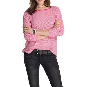 ESPRIT Dames T-shirt 123EE1K043 gestreept regular fit, roze (663 Intense Pink), 34 NL