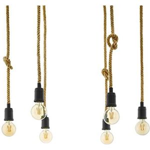 EGLO Rampside Hanglamp, vintage hanglamp met 6 lichtpunten in industrieel design, hanglamp van staal, fitting: E27, kleur: zwart/bruin
