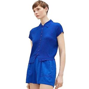 TOM TAILOR Denim dames crinkle blouse, 31684 - Bright Mango Orange, XL