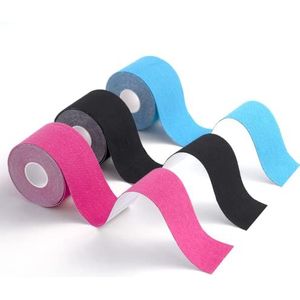 CareHabi - Kinesiotape, sporttape voor de spieren, 5 m x 5 cm, 3 rollen (1 x blauw, 1 x roze, 1 x zwart) Kinesiotapes waterdicht en elastisch voor sport