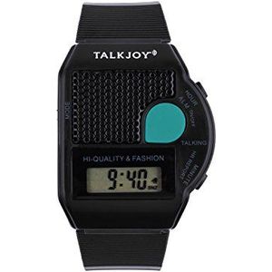 TalkJoy Sprekend polshorloge spraakfunctie tijd weergave tijd weergave zwarte wekker blind horloge senior klok digitaal LCD, zwart, Riemen.
