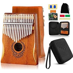 Kalimba 17 toetsen duimpiano - draagbare Mbira Sanza vingerpiano professioneel muziekinstrument met beschermhoes, studie-instructie, tuning hamer cadeau voor kinderen volwassenen beginners