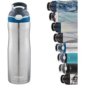 Contigo Ashland Chill drinkfles met rietje, grote BPA-vrije roestvrijstalen waterfles, thermosfles lekvrij, houdt dranken tot 24 uur koel; voor sport, fietsen, joggen, wandelen, 590 ml