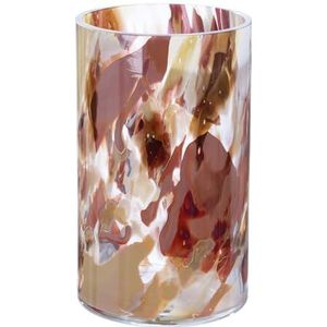 GILDE GLAS art Decoratieve vaas bloemenvaas - glazen vaas van gekleurd glas - decoratie woonkamer cadeau voor vrouwen hoogte 24 cm bruin rood