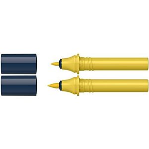 Schneider 040 Paint-It Twinmarkerpatronen (Brush Tip & 1,0 mm ronde punt, kleurintensieve inkt op waterbasis, voor gebruik op papier, 95% gerecycled kunststof) licht goud 065