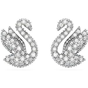 Swarovski Iconic Swan Oorknopjes, Swan, Wit, Rodium Toplaag
