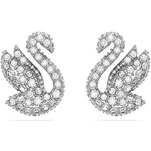 Swarovski Iconic Swan Oorknopjes, Swan, Wit, Rodium toplaag