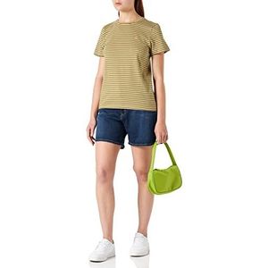 TOM TAILOR Dames T-shirt met print 1031765, 30518 - Olive Green Stripe, XXS