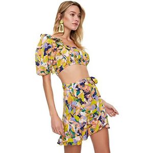 Trendyol Dames Armdetail bedrukt Sub-Top Team Skirt Set, Multi Color, 36