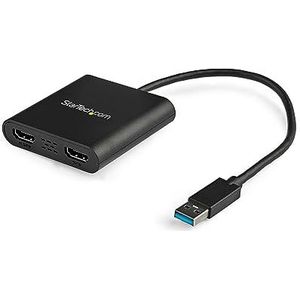 StarTech.com USB 3.0 naar Dual HDMI Adapter - Dual 1080p of Single 4K 30Hz - Externe video & grafische kaart - USB Type-A naar HDMI Dual Monitor Display Adapter - Alleen Windows - Zwart (USB32HD2)