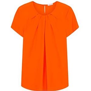 Seidensticker Damesblouse - Fashion blouse - ronde hals - korte mouwen - 100% viscose, oranje, 40