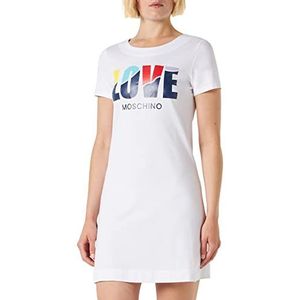 Love Moschino Dames Short-Sleeved A-line Dress, Optical White, 44, wit (optical white), 44