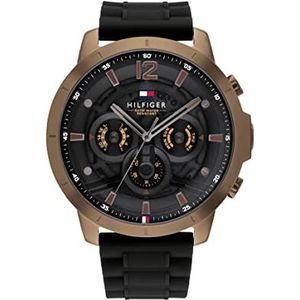 Tommy Hilfiger Analogue Multifunction Quartz Watch voor heren met zwarte siliconen armband - 1710491