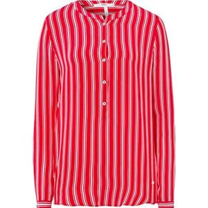 BRAX Dames Style Vanda Cupro Stripes gestreepte damesblouse met opstaande kraag blouse, Summer Red, 44