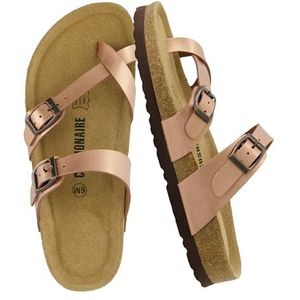 CUSHIONAIRE Dames Luna Cork Voetbed Sandaal met+Comfort, Goud, 7.5 US