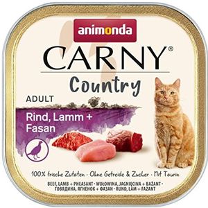 animonda Carny Volwassen kattenvoer, natvoer voor katten in praktische portierei met rundvlees, lamsvlees + fazant, 32 x 100 g