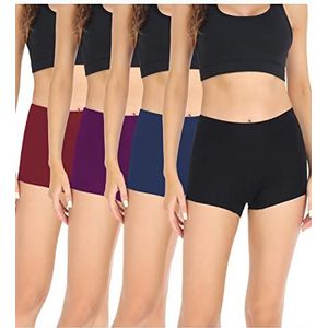 wirarpa Boyshort voor dames, slipje voor dames, veiligheidsboxer, anti-schurend katoen, ondergoed met 100% katoenen kruis, verpakking van 4 stuks, 3XL