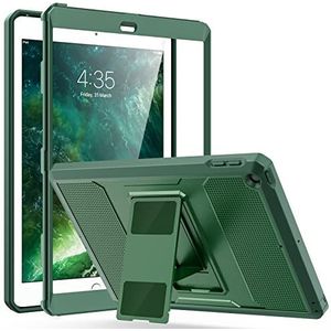 MoKo Case Fit 2018/2017 iPad 9.7 6th/5th Generation - [Heavy Duty] Shockproof Full Body Rugged Hybrid Cover with Built-in Screen Protector Compatible with Apple iPad 9.7 Inch 2018/2017, Green