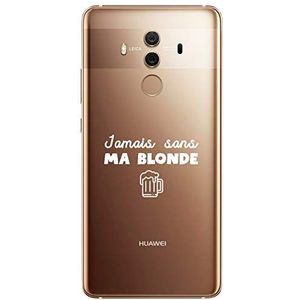 Zokko Beschermhoes voor Huawei Mate 10 Pro Jamais zonder Mijn Blonde – zacht transparant inkt wit