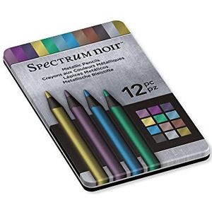 Spectrum Noir Metallic Art Sketching Tekening Kleurpotloden, veelkleurig, pak van 12, hout, 12 tellen (Pack van 1)