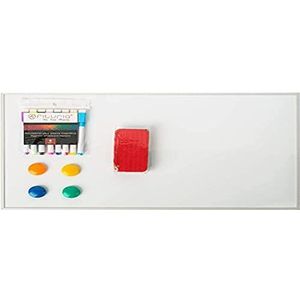 OFITURIA Magnetisch whiteboard, met aluminium frame, gemakkelijk te reinigen, 500 x 300 mm, met viltstiften, magneten en gum (COM0057)