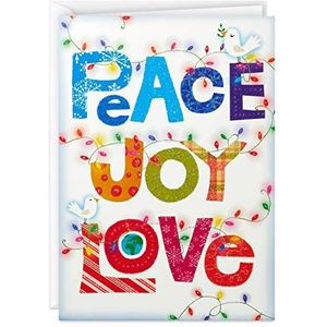 Hallmark UNICEF Kerstkaarten in doos, Peace Joy Love Lettering (12 kaarten en 13 enveloppen)